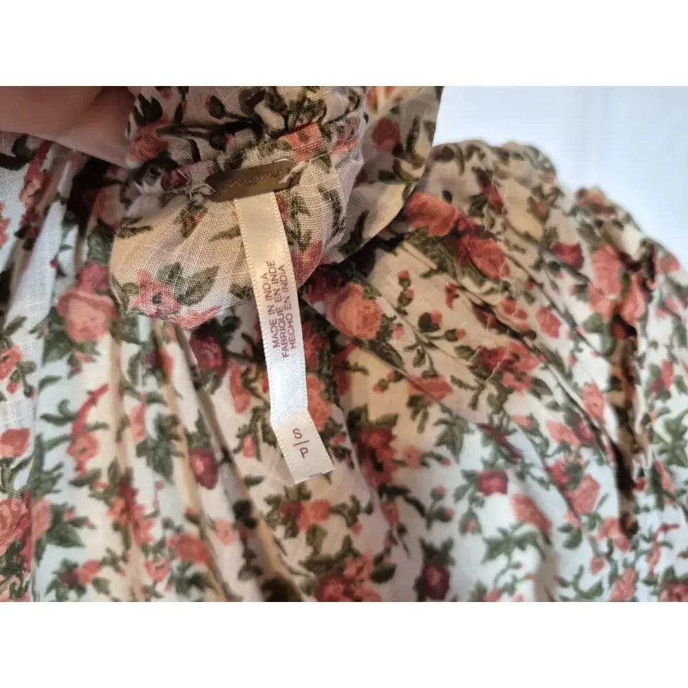 Free People Womens Meant To Be Vintage Boho Floral Blouse Top Small